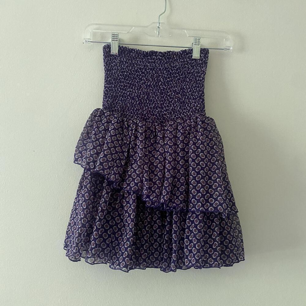 Maje Purple Pattern Shirred Ruffle Mini Skirt - image 5